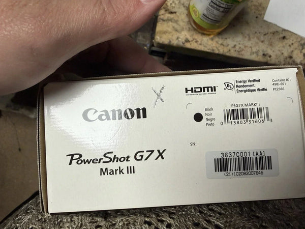 Canon PowerShot G7 X Mark III 20.1MP 4.2x Zoom 4K Wi-Fi Bluetooth Black Camera